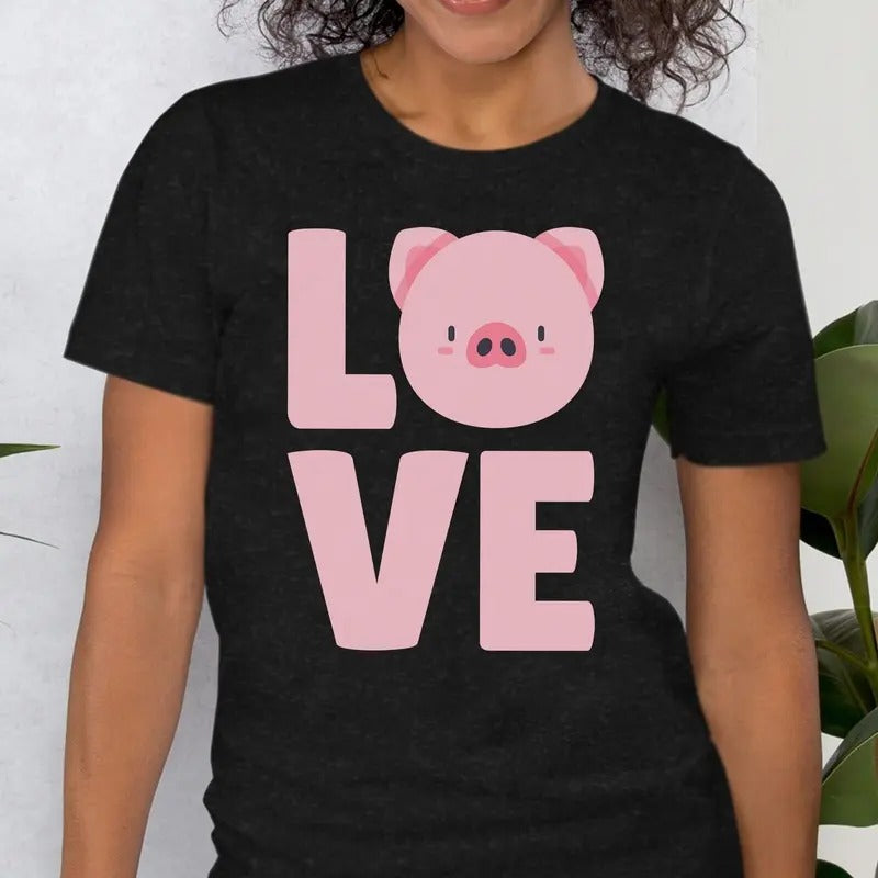 Unisex Love Pig T-Shirt Pig Mom Shirt Top Womenswear Hoodie, Sweatshirt | PureTeeCo.com