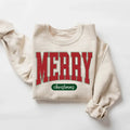 Unisex Retro Merry Christmas Sweatshirt, Loose Fit Christmas Crewneck Sweater for Women, Holiday Sweater, Christmas Gift...