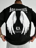 Unisex's Angel Wings & Letter Print Short Sleeve Graphic Tee, Casual Comfy T-shirt for Daily Wear, Unisex Top for All...