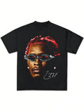 Unisex's Rapper Graphic Print Round Neck Tee, Fashion Casual Short Sleeve T-shirt for Daily Wear, Unisex Top for All...