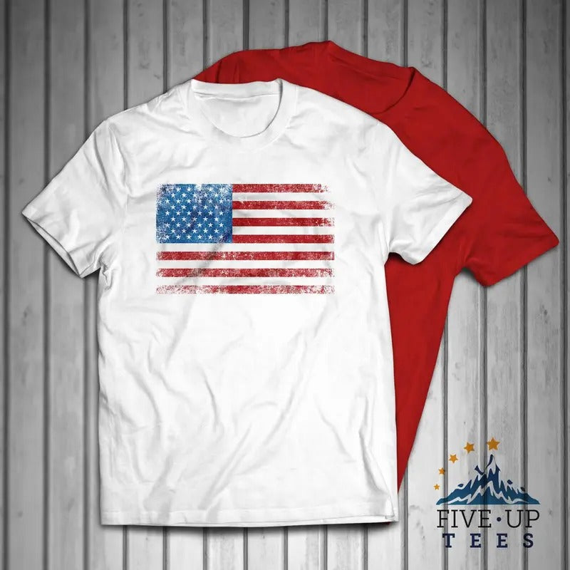 United States of America Flag Patriotic Men's T-shirt Casual Crewneck Hoodie, Sweatshirt | PureTeeCo.com
