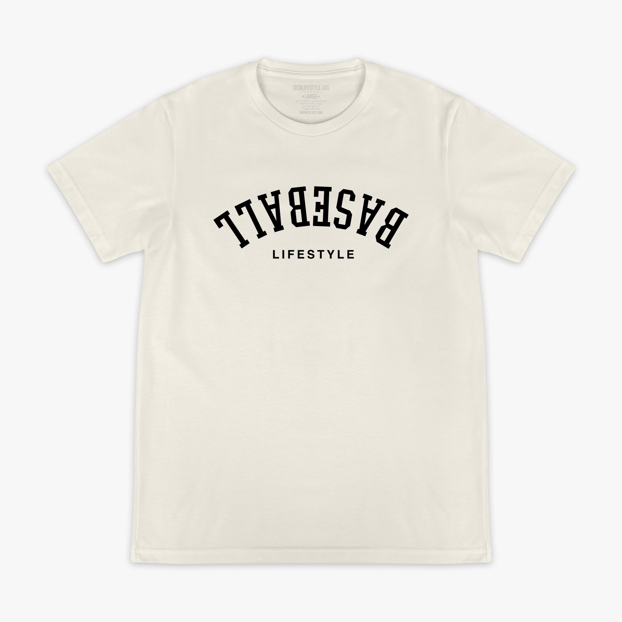 Upside Down Baseball Tee - Cream/Black Hoodie, Sweatshirt | PureTeeCo.com (Image 1)