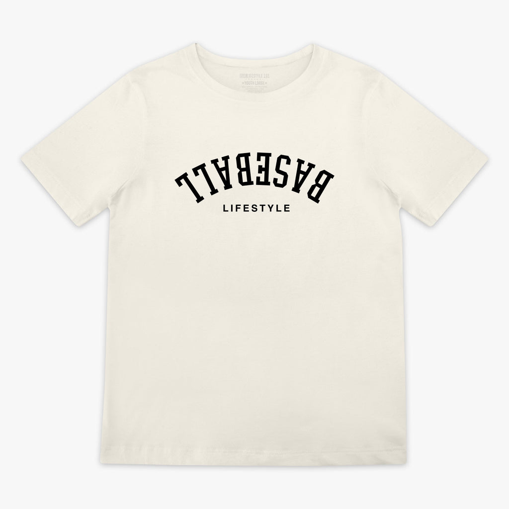 Upside Down Baseball Youth Tee - Cream/Black Hoodie, Sweatshirt | PureTeeCo.com (Image 1)