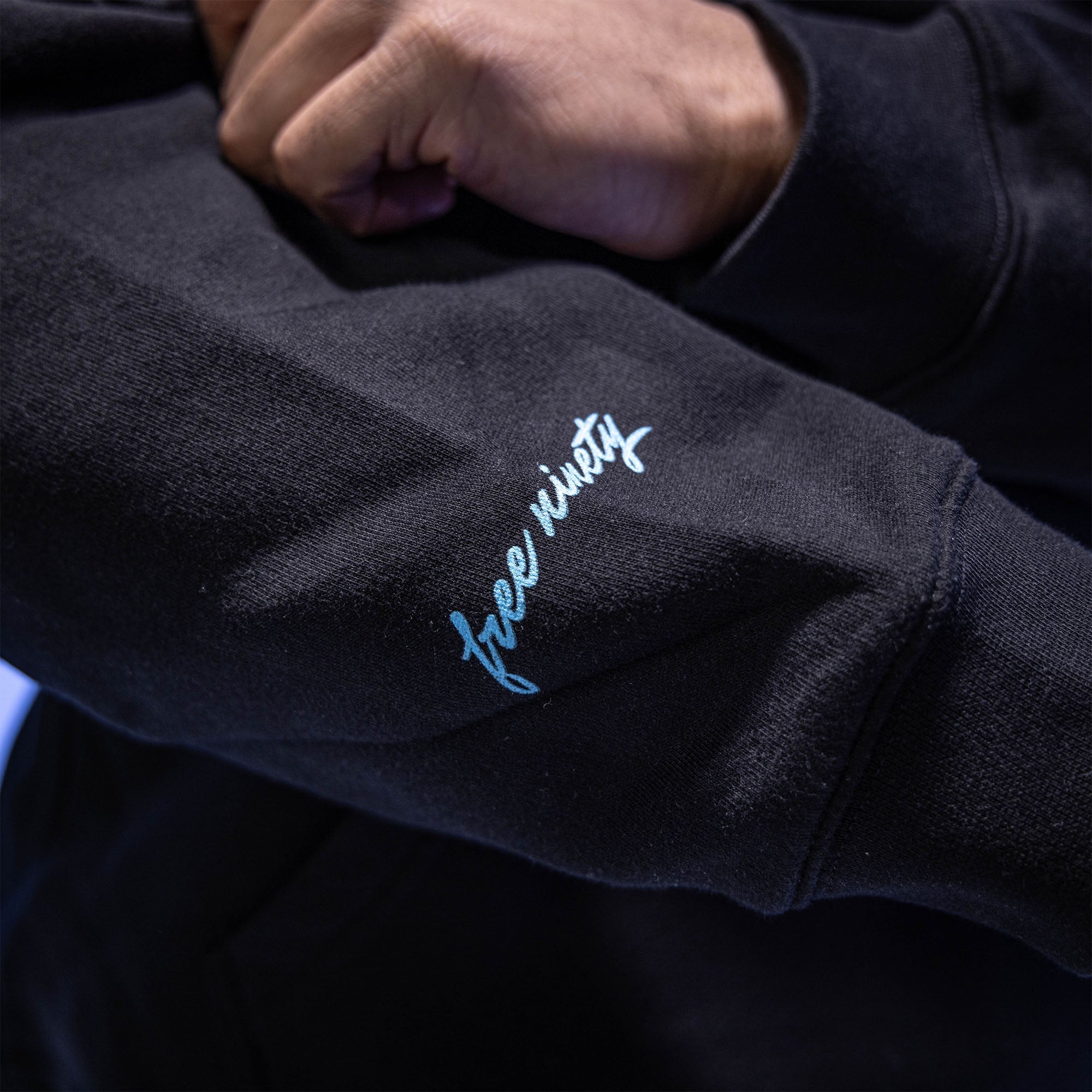 Upside Down Baseball Hoodie - Black/Light Blue T-Shirts, Sweatshirt | PureTeeCo.com (Image 4)