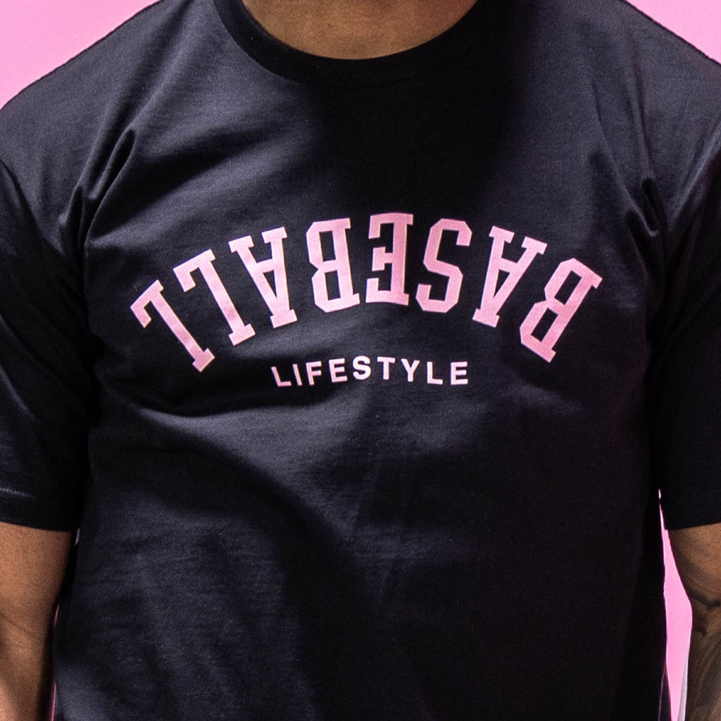 Upside Down Baseball Youth Tee - Black/Pink Hoodie, Sweatshirt | PureTeeCo.com (Image 3)