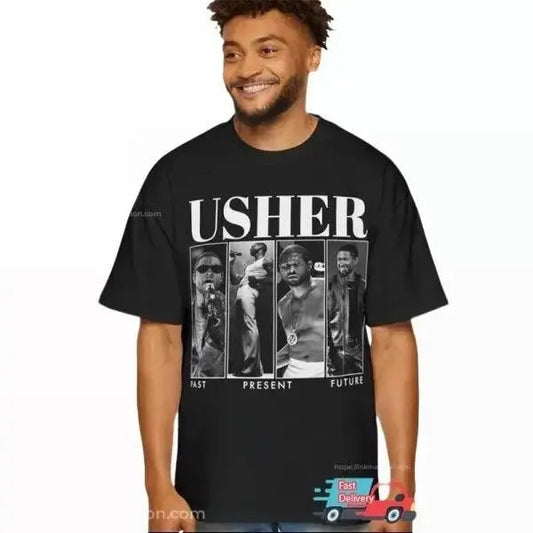 Usher Past Present Future Concert Retro 90s T-shirt Menswear Top