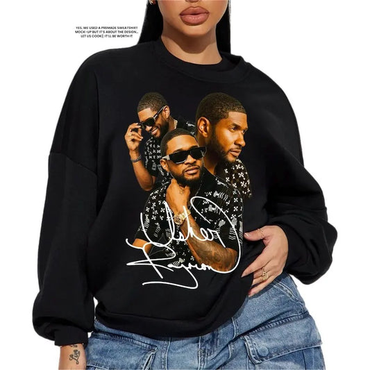 Usher SweatShirt, Retro Usher Graphic Sweaters, 90s Shirt, Rap Hip Hop Shirt, Usher Fan Gift Womenswear Hoodie Cotton Tops