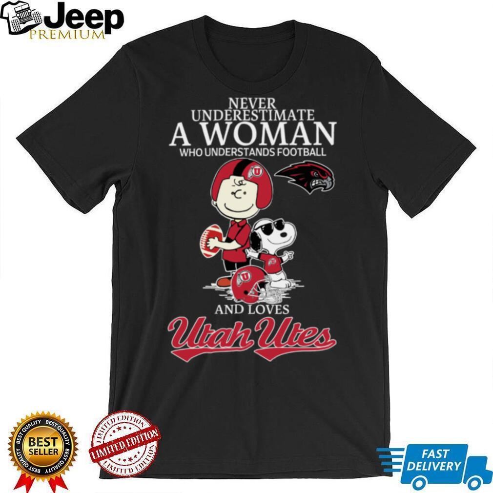 Utah Utes X Peanuts Characters Never Underestimate A Woman Who Understands Football And Loves Utah Utes Tee