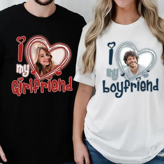 [VALENTINES GIFT] I Love My Girlfriend Shirt Custom Photo Shirt, Couple Valentine Shirt, Gift for Him, Gift for Her shirt, I Love My Girlfriend Shirt Womenswear Clear