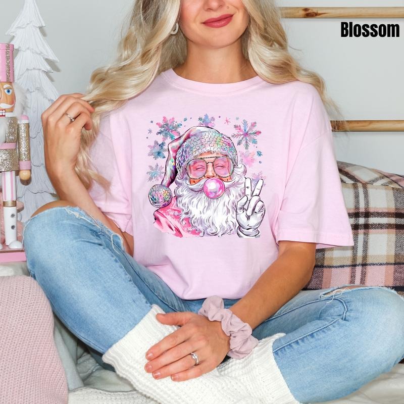 VSCO Girly Santa Comfort Colors T-Shirt 'NLB' Hoodie, Sweatshirt | PureTeeCo.com