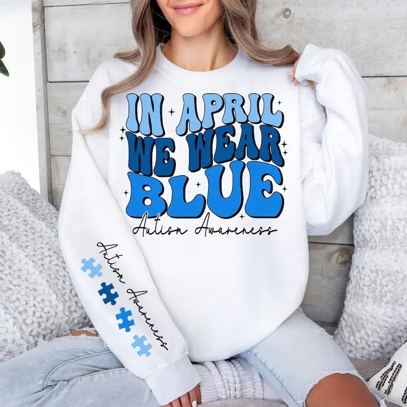 VXCHailey Riter In April We Wear Blue Premium Sweatshirt T-Shirts, Hoodie | PureTeeCo.com