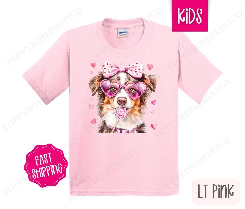 Valentine Australian Shepherd Kids Shirt - Valentine's Day Children's Tshirt
