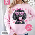 Valentine Black Doodle Sweatshirt, Valentine's Day Crewneck, Cute Women's Sweater T-Shirts, Hoodie | PureTeeCo.com