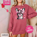 Valentine Boston Terrier Comfort Colors Sweatshirt, Valentine's Day Women's Crewneck, Cute Women's Sweater T-Shirts, Hoodie