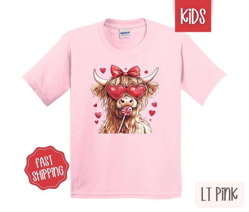Valentine Cow Kids Shirt - Valentine's Day Children's Tshirt - Cute Youth Tee Gildan Hoodie, Sweatshirt | PureTeeCo.com