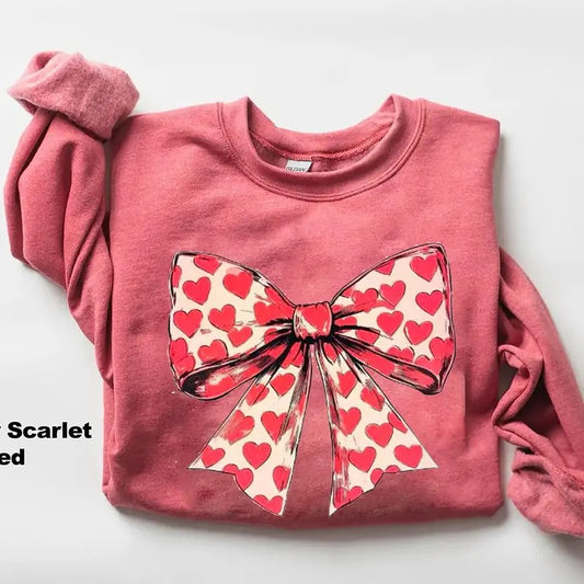 Valentine Day Heart Coquette Bow Sweatshirt, Retro Bow Shirt, Coquette Bow Heart Sweatshirt, Cupid Valentine Day Sweater, Coquette Love Shirt