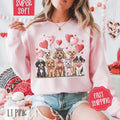Valentine Dogs Sweatshirt, Valentine's Day Crewneck, Cute Women's Sweater T-Shirts, Hoodie | PureTeeCo.com
