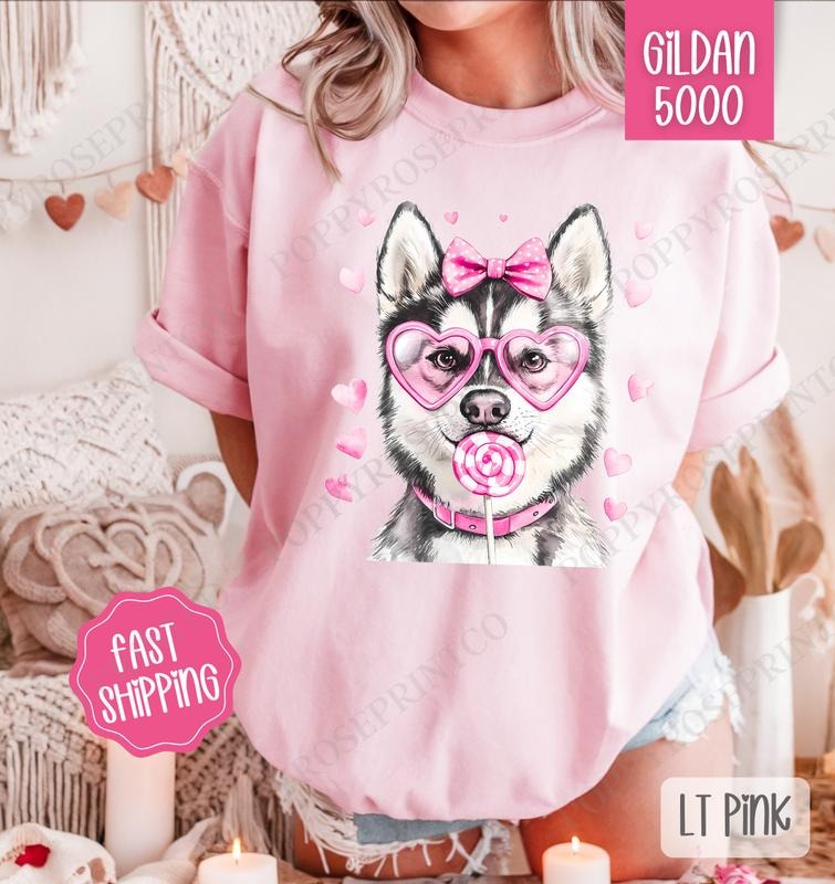 Valentine Husky Shirt Gildan, Valentine's Day Women's Tee, Cute Women's Tshirt Plus Sizes Hoodie, Sweatshirt | PureTeeCo.com