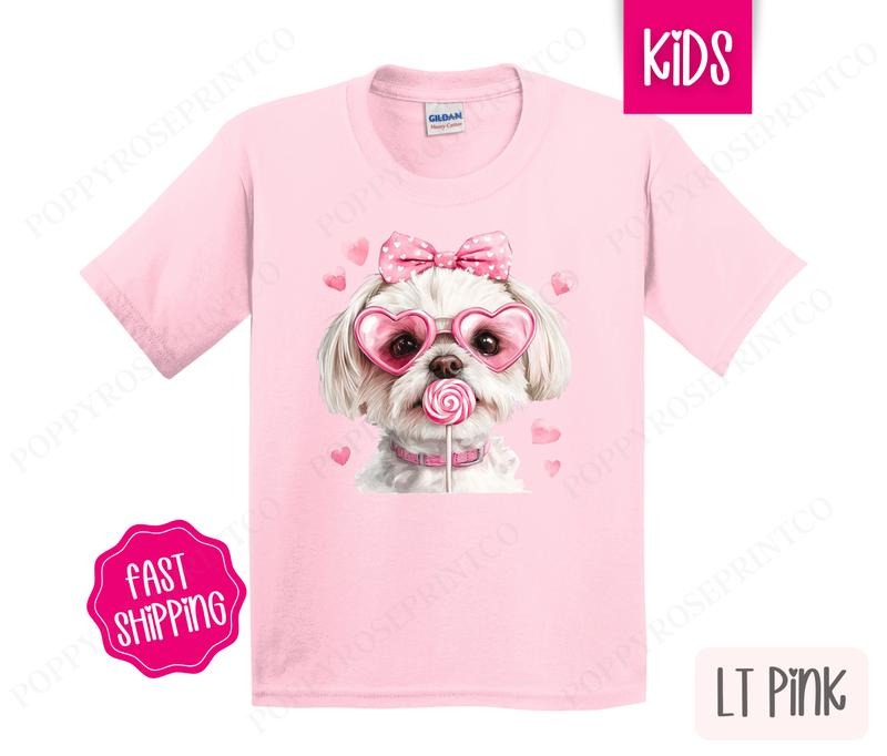 Valentine Maltese Kids Shirt - Valentine's Day Children's Tshirt - Cute Youth Tee Gildan Hoodie, Sweatshirt | PureTeeCo.com