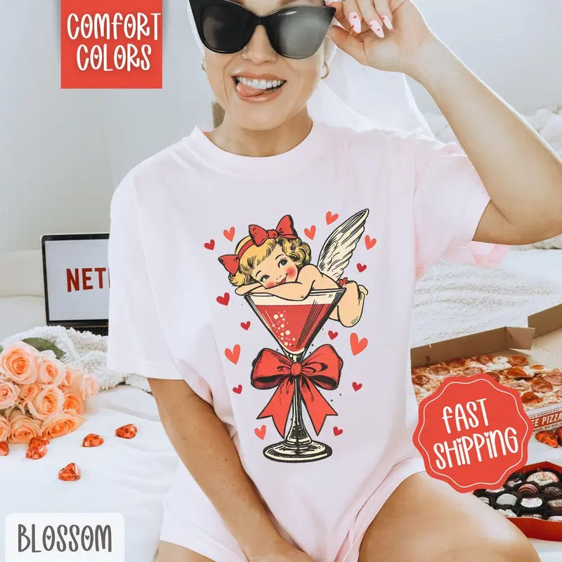 Valentine Martini Shirt Comfort Colors, Valentine's Day Women's Tee, Holiday Women's Tshirt Hoodie, Sweatshirt