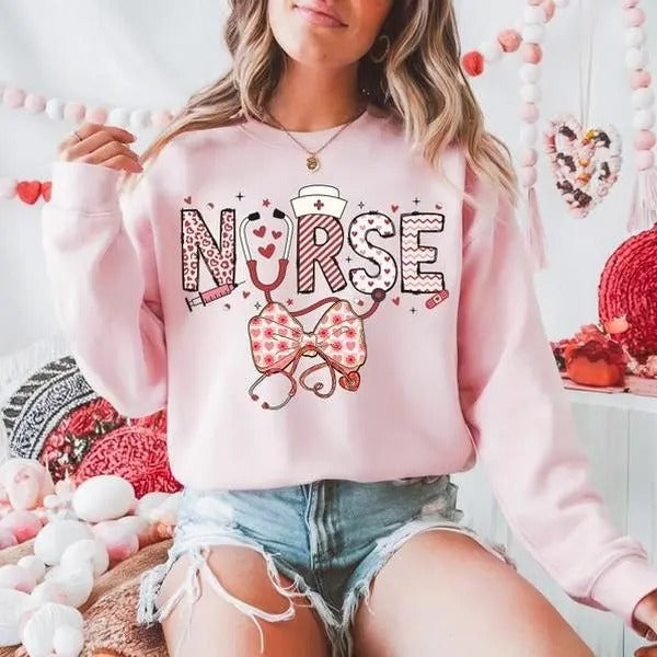 Valentine Nurse Shirt, Nurse Coquette Valentine Sweatshirt, Retro Valentine Shirt, Nurse Shirt ,Valentine Coquette, Gift For Her, Gift For Friend