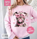 Valentine Pitbull Sweatshirt, Valentine's Day Crewneck, Cute Women's Sweater T-Shirts, Hoodie | PureTeeCo.com