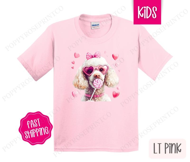 Valentine Poodle Kids Shirt - Valentine's Day Children's Tshirt - Cute Youth Tee Gildan Hoodie, Sweatshirt | PureTeeCo.com