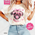 Valentine Pug Shirt Comfort Colors, Valentine's Day Women's Tee, Cute Women's Tshirt Hoodie, Sweatshirt | PureTeeCo.com