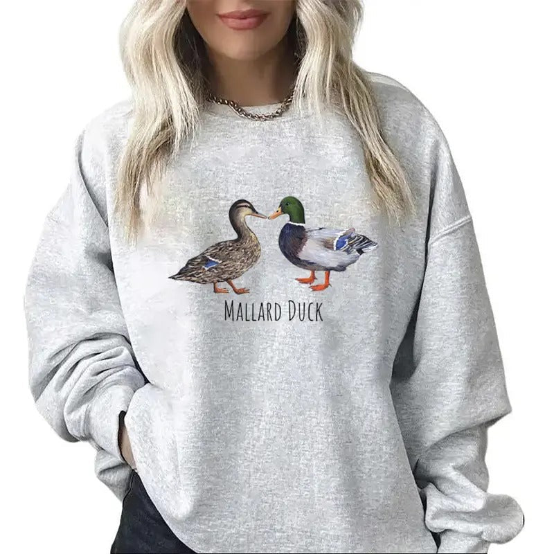 Valentine Vintage Mallard Duck Couple Shirt Hunting Season Classic Sweatshirt Graphic,Unisex, Cotton, White Ash Fabric...