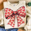 Valentine's Day Heart Coquette Bow Crewneck, Retro Valentine T-Shirt, Valentine Love Sweatshirt, Romantic Holiday Sweater...