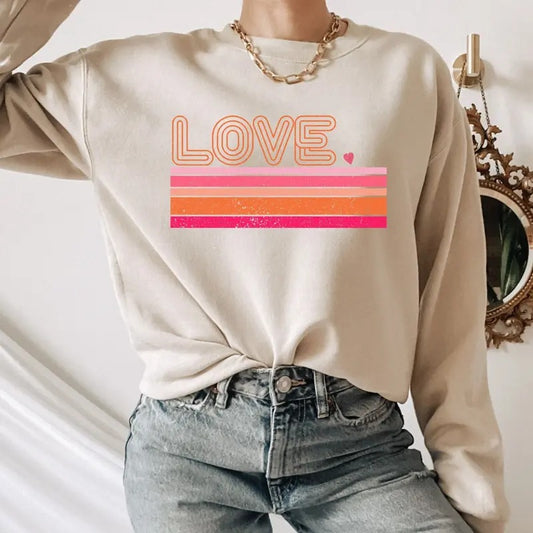 Valentines Love Sweatshirt, Retro Love Shirt, Women's Valentine's Day Sweatshirts, Cute Love Pullover, Crewneck Love Pullover, Gifts for Wife