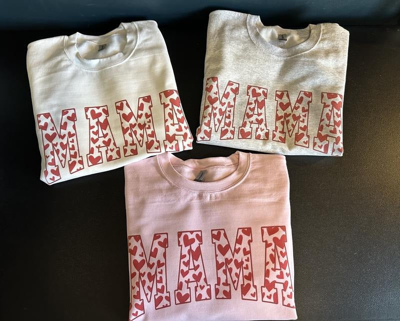 Valentines Mama Heart Sweatshirt T-Shirts, Hoodie | PureTeeCo.com
