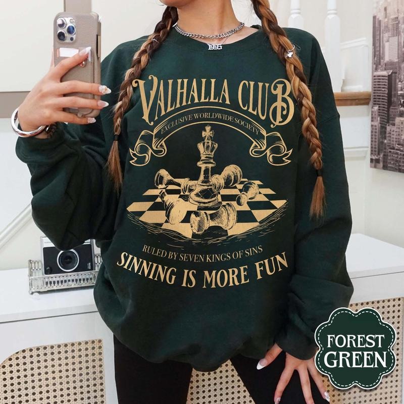 Valhalla Club Sweatshirt, Twisted Love Hoodie, Twisted Series Merch, King of Wrath, Romance Book Shirt, Book Lover Gift, Alex Volkov Unisex Soft Comfort Crewneck Pullover Long Sleeves Graphic Fabric Sweater