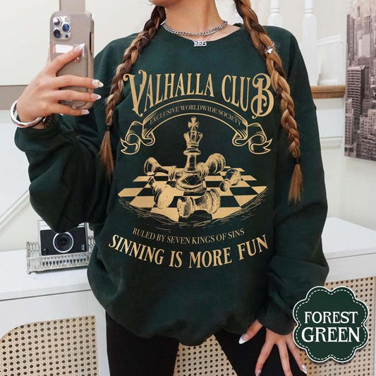 Valhalla Club Sweatshirt, Twisted Love Hoodie, Twisted Series Merch, King of Wrath, Romance Book Shirt, Book Lover Gift, Alex Volkov Unisex Soft Comfort Crewneck Pullover Long Sleeves Graphic Fabric Sweater