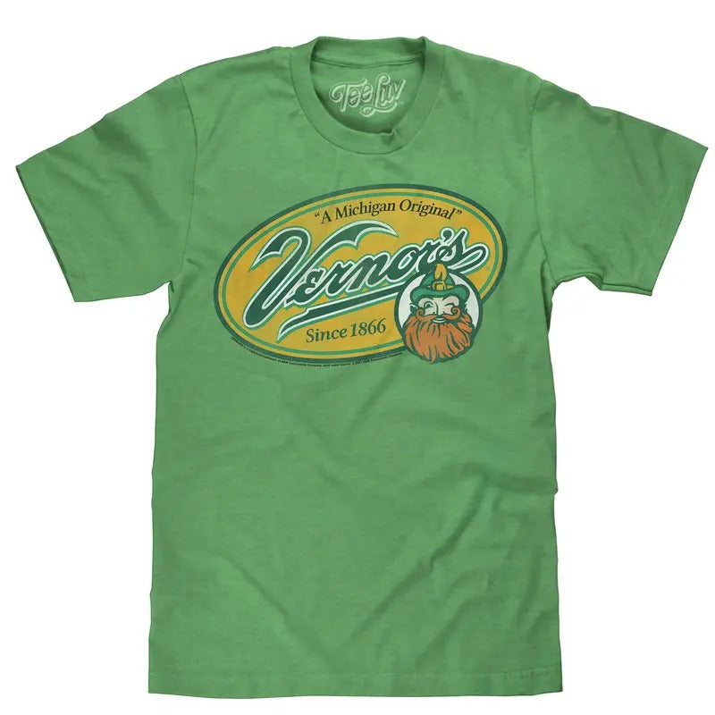 Vernor's Ginger Ale Michigan Original T-Shirt - Heather Kelly Green graphic tee Hoodie, Sweatshirt | PureTeeCo.com