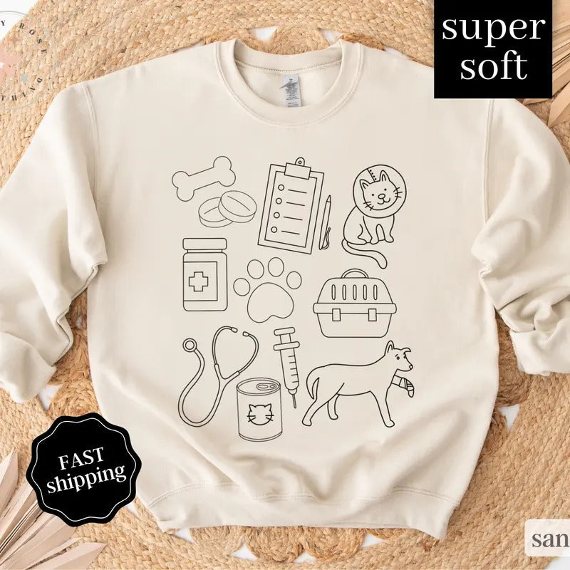 Vet Sweatshirt,  Vet Tech Crewneck, Gift for Veterinarian Technician T-Shirts, Hoodie | PureTeeCo.com