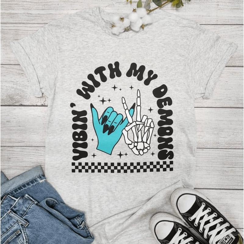 Vibin' With My Demons Graphic T-shirt Hoodie, Sweatshirt | PureTeeCo.com