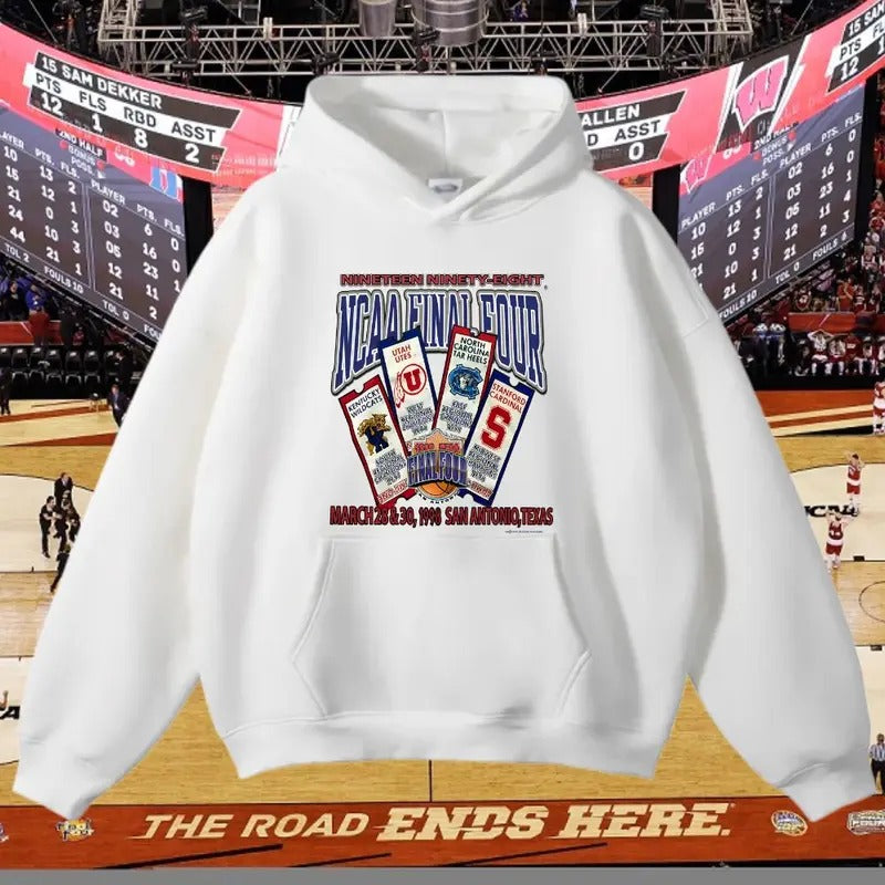 Vintage 1998 Final Four Shirt - UNC, Ken, Utah, Stanford T-shirt, Sweatshirt, Hoodie Classic Cotton Menswear Top,...