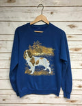 Vintage 70's 80's Dog crewneck sweatshirt Springer Spaniel pheasant hunting sweatshirt faded blue That 70's Show style...