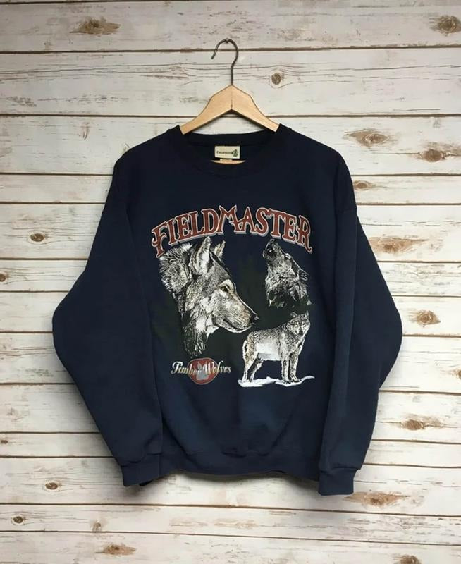 Vintage 90's Timber Wolf crewneck sweatshirt Wolves sweatshirt howling wolf lone wolf nature scene animal print...