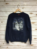 Vintage 90's Wolf crewneck sweatshirt Wolves crew neck sweatshirt lone wolf animal print outdoor nature scene sweatshirt...