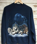 Vintage 90's Wolves crewneck sweatshirt lone wolf wolf crew neck sweatshirt animal print outdoor nature mock neck...