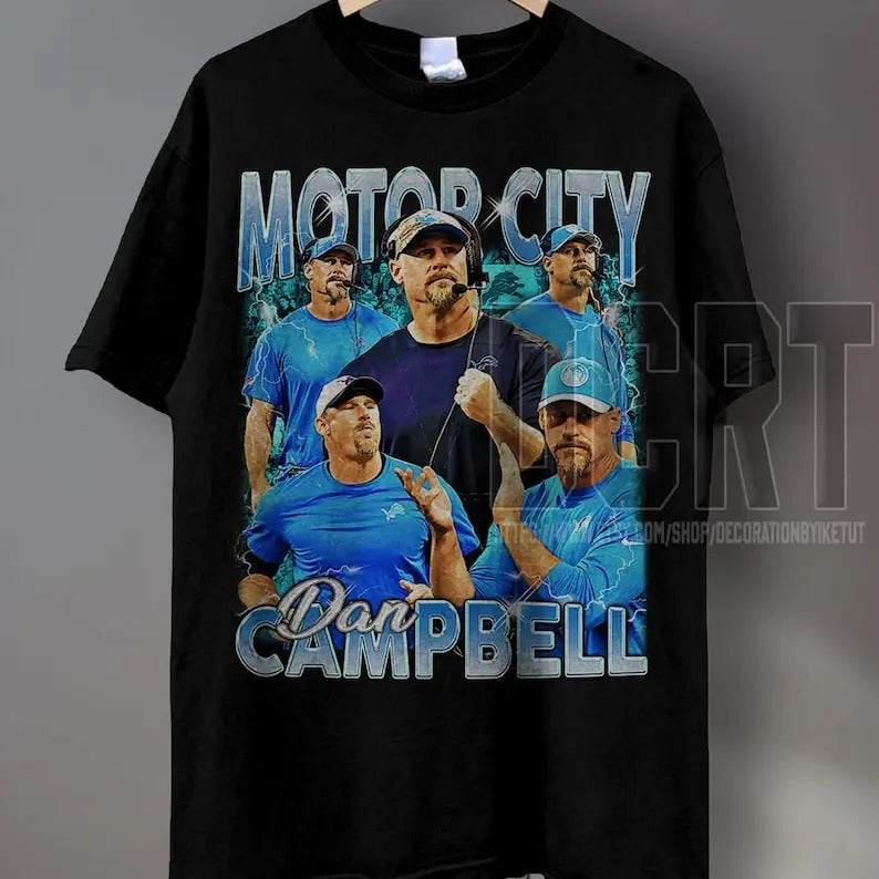 Vintage 90s Graphic Style Motorcity Dan T-Shirt, Dan Campbell Shirt, Vintage Sport Tee, Retro American Football Bootleg...