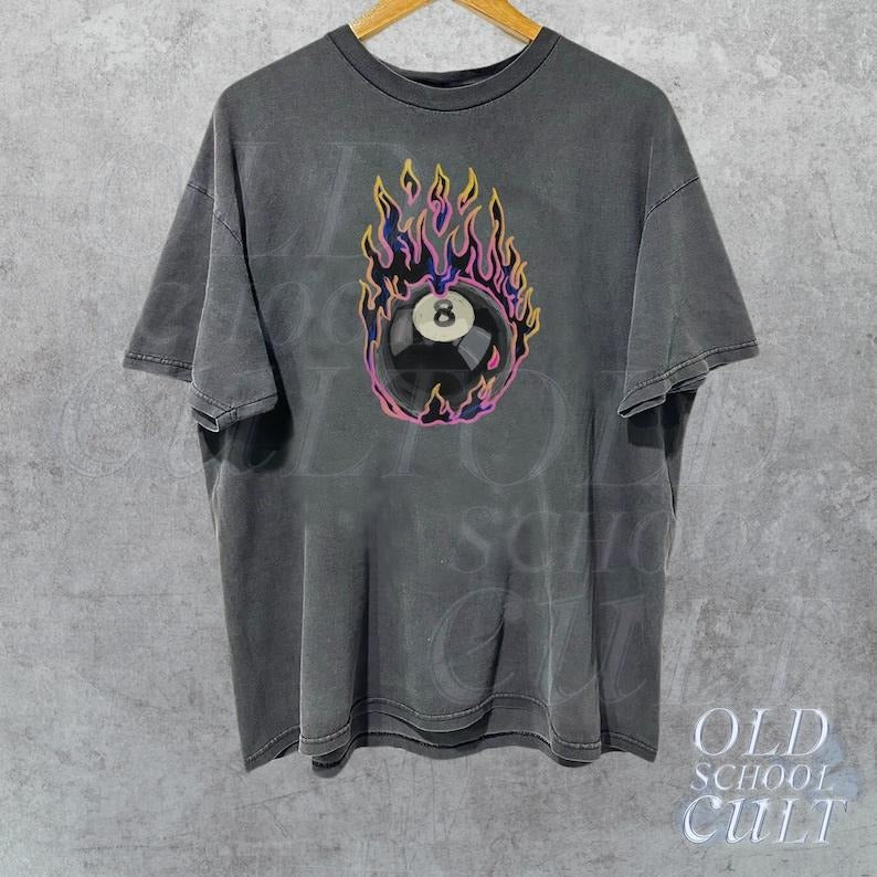 Vintage 90s Style Graphic T-Shirt, 8 Ball Retro Graphic Shirt, Y2k Billard Graphic Tee, 90s Unisex Oversized Top, Billard...