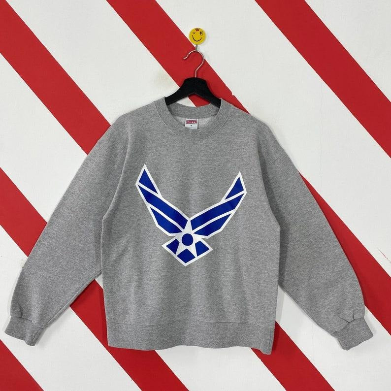 Vintage Air Force Sweatshirt Air Force Crewneck Air Force Academy Sweater Pullover Military US Air Force Print Logo...