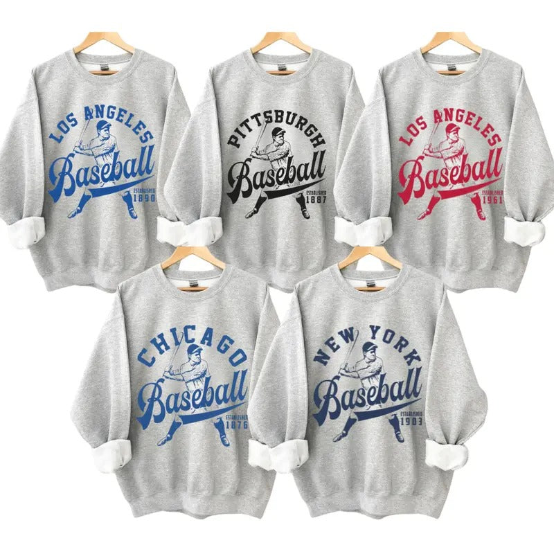 Vintage Baseball Crewneck Sweatshirt_ T-Shirt, Los Angeles Baseball Sweatshirt, Pittsburgh Baseball Sweatshirt, Retro...
