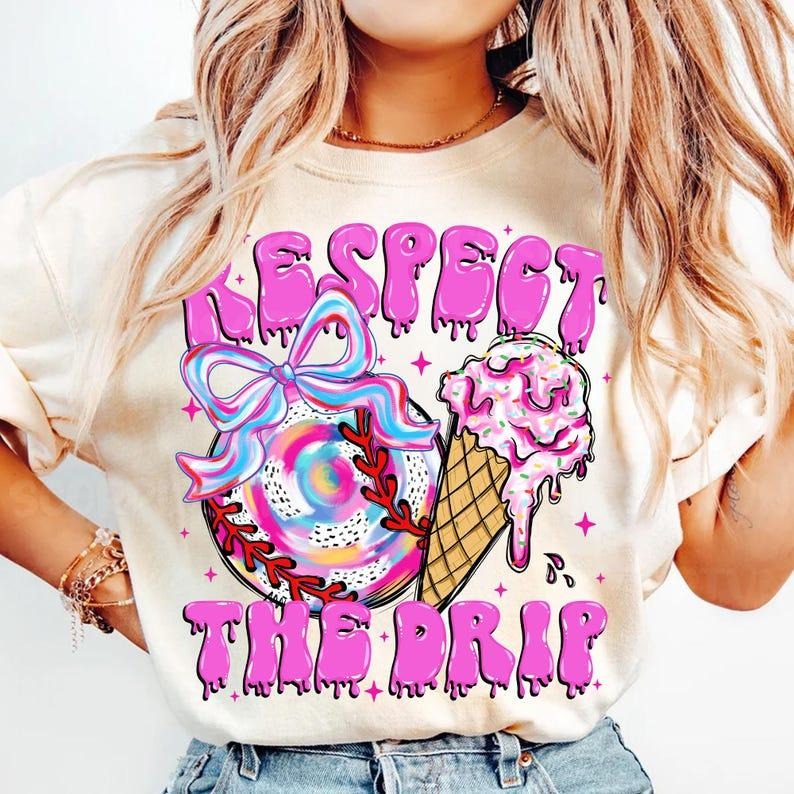 Vintage Baseball Mama Tee, Ice Cream Cone Drip Shirt, Game Ready Fashion Hoodie, Sweatshirt | PureTeeCo.com