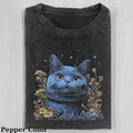 Vintage Blue Cat And Flower T-shirt, Cute Cat Shirt, Love Cat Tshirt-  Meme Cringe Funny Dumb Shirts, Unisex Shirt...