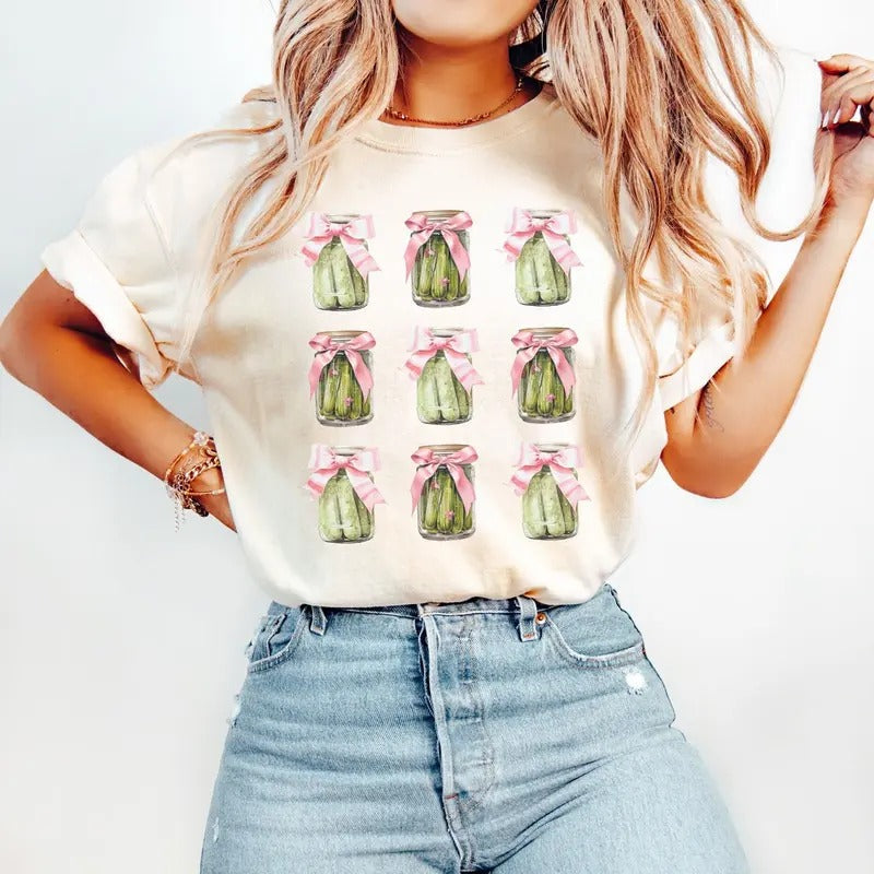 Vintage Canned Pickles Shirt, Coquette Jarred Pickle Shirt, Pickle Jar tee, Pickle Lover Shirt Hoodie, Sweatshirt