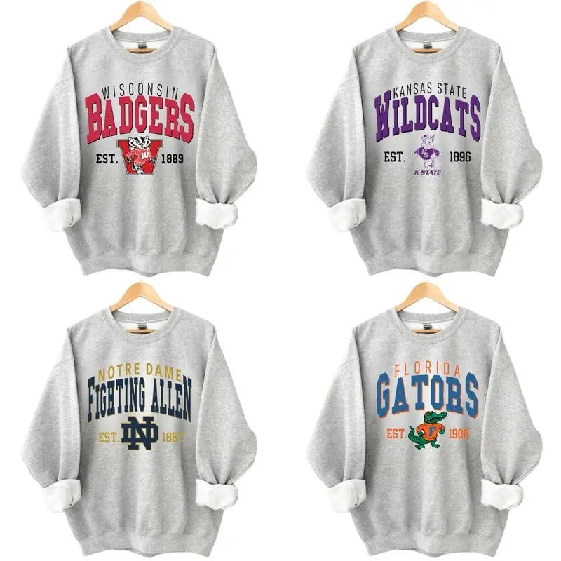 Vintage College NCAA Sweatshirt, Vintage Sweatshirt All Teams NCAA, Classic Sport Sweatshirt, Color Sport Grey, Gift For...